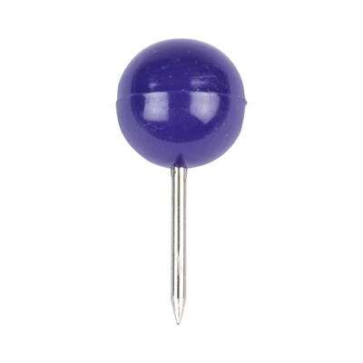 JAM PAPER Round Head Push Pins, Purple, 100/Pack (346RTPU)