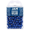 JAM PAPER Round Head Push Pins, Blue, 100/Pack (346RTBU)