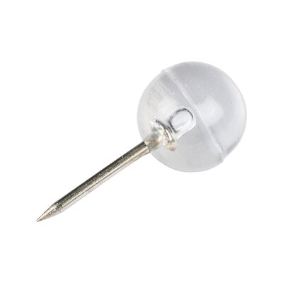 JAM PAPER Round Head Push Pins, Clear, 100/Pack (346RTCL)