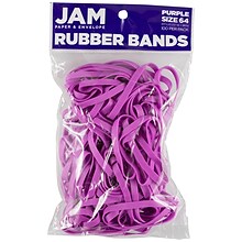 JAM Paper Multi-Purpose #64 Rubber Bands, 3.5 x .25, Latex Free, Purple, 100/Pack (33364RBPU)
