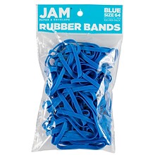 JAM Paper Multi-Purpose #64 Rubber Bands, 3.5 x .25, Latex Free, Blue, 100/Pack (33364RBBU)