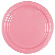 JAM PAPER Round Paper Party Plates, Small, 7 Inch, Pink, 50/pack