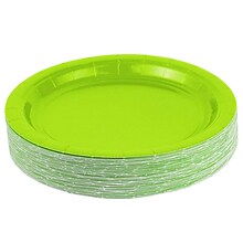 JAM PAPER Round Paper Party Plates, Small, 7 Inch, Lime Green, 50/pack