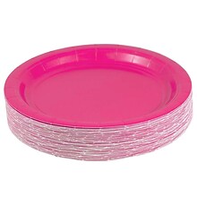 JAM PAPER Round Paper Party Plates, Small, 7 Inch, Fuchsia Pink, 50/pack