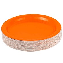 JAM PAPER Round Paper Party Plates, Small, 7 Inch, Orange, 50/pack