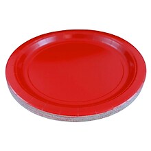 JAM PAPER Round Paper Party Plates, Medium, 9 Inch, Red, 50/pack