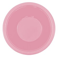 JAM PAPER Disposable Plastic Bowls, Small, 12 oz (7 Inch Diameter), Baby Pink Pastel, 20/pack