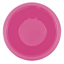 JAM PAPER Disposable Plastic Bowls, Small, 12 oz (7 Inch Diameter), Fuchsia Pink, 20/pack