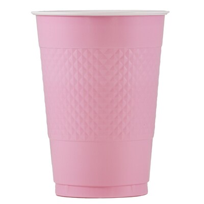 JAM PAPER Plastic Party Cups, 16 oz, Baby Pink Pastel, 20 Glasses/Pack