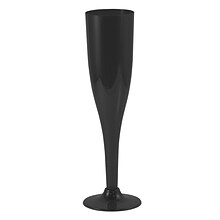 JAM PAPER Plastic Champagne Flutes, 5 1/2 oz, Black, 20 Glasses/Pack