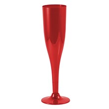 JAM PAPER Plastic Champagne Flutes, 5 1/2 oz, Red, 20 Glasses/Pack