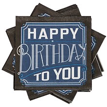 JAM PAPER Birthday Party Beverage Napkins, 5 x 5, Happy Birthday to You, 16 Napkins/Pack