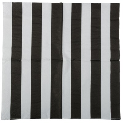 JAM PAPER Medium Lunch Napkins, 6 1/2 x 6 1/2, Black Stripe, 16/Pack