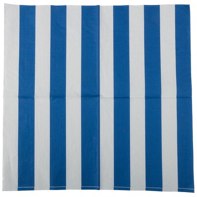 JAM PAPER Medium Lunch Napkins, 6 1/2 x 6 1/2, Blue Stripe, 16/Pack