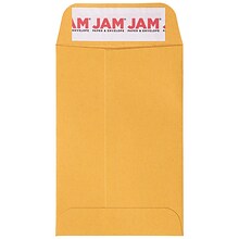 JAM Paper #4 Coin Business Commercial Envelopes with Peel & Seal Closure, 3 x 4 1/2, Brown Kraft M