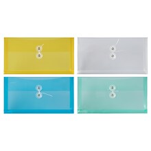 JAM Paper #10 Business Envelopes with Button & String Tie Closure, 5 1/4 x 10, Assorted Colors, 24
