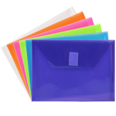 JAM Paper Index Envelopes with Hook & Loop Closure, 5 1/2" x 7 1/2", Assorted Colors, 6/Pack (920V0ASST)