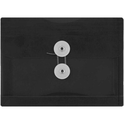 JAM Paper Index Envelopes with Button & String Tie Closure, 5 1/2 x 7 1/2, Black, 12/Pack (920B1BL
