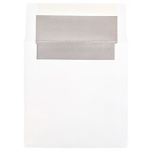 JAM Paper Square Foil Lined Invitation Envelopes, 6 x 6, White/Silver Foil, 50/Pack (3244688I)