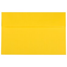 JAM Paper A9 Invitation Envelopes with Peel & Seal Closure, 5 3/4 x 8 3/4, Yellow Recycled, 100/Pa