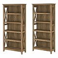 Bush Furniture Key West 66H 5-Shelf Bookcase with Adjustable Shelves, Reclaimed Pine Laminated Wood