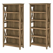 Bush Furniture Key West 66H 5-Shelf Bookcase with Adjustable Shelves, Reclaimed Pine Laminated Wood