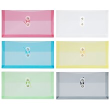 JAM Paper #10 Business Envelopes with Button & String Tie Closure, 5 1/4 x 10, Assorted Colors, 12