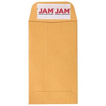 JAM Paper #3 Coin Business Commercial Envelopes w/ Peel & Seal Closure, 2 1/2 x 4 1/4, Brown Kraft