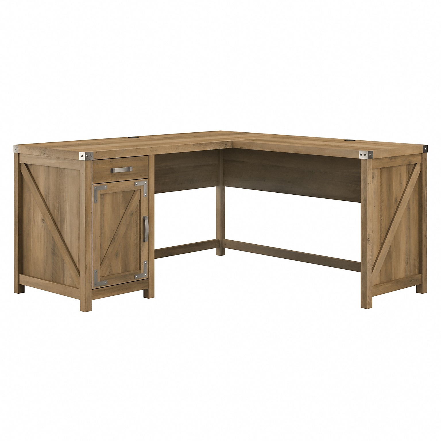 Bush Furniture Knoxville 60W L Shaped Desk with Drawer and Storage Cabinet, Reclaimed Pine (CGD160RCP-03)