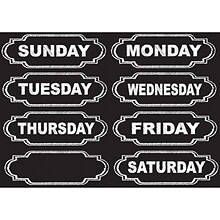 Ashley Productions Die-Cut Chalkboard Days of the Week Magnets, 8/Pack, 6 Packs (ASH19002-6)