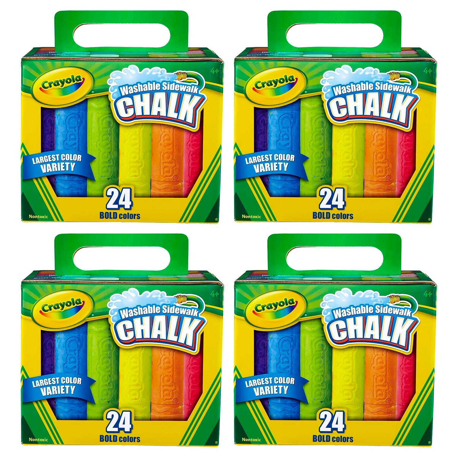 Crayola Washable Sidewalk Chalk, 24 Per Box, 4 Boxes (BIN512024-4)