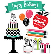 Schoolgirl Style™ Black, White & Stylish Brights Birthday Bulletin Board Set (CD-110498)