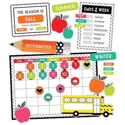 Schoolgirl Style Black, White & Stylish Brights Calendar Bulletin Board Set (CD-110499)