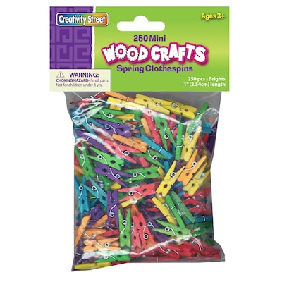Creativity Street Mini Spring Clothespins, Bright Hues Assorted, 1", 250/Pack, 2 Packs (CK-367202-2)