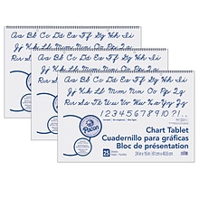 Pacon Unruled Chart Tablet, Cursive Cover, 24 x 16, 25 Sheets Per Tablet, 3 Tablets (PAC74520-3)