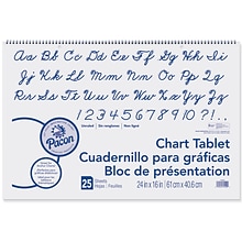 Pacon Unruled Chart Tablet, Cursive Cover, 24 x 16, 25 Sheets Per Tablet, 3 Tablets (PAC74520-3)
