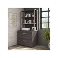 Bush Business Furniture Hybrid 2-Drawer Lateral File Cabinet with Shelves, Letter/Legal, Storm Gray,
