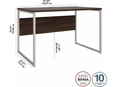 Bush Business Furniture Hybrid 48"W Computer Table Desk with Metal Legs, Black Walnut (HYD248BW)