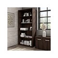 Bush Business Furniture Hybrid 73H 5-Shelf Bookcase with Adjustable Shelves, Black Walnut Laminated