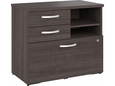 Bush Business Furniture Hybrid 26 Office Storage Cabinet with Drawers and 2 Shelves, Storm Gray (HY