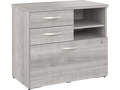 Bush Business Furniture Hybrid 26 Office Storage Cabinet with Drawers and 2 Shelves, Platinum Gray