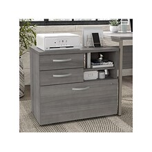 Bush Business Furniture Hybrid 26 Office Storage Cabinet with Drawers and 2 Shelves, Platinum Gray