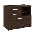 Bush Business Furniture Hybrid 26 Office Storage Cabinet with Drawers and 2 Shelves, Black Walnut (
