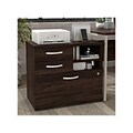Bush Business Furniture Hybrid 26 Office Storage Cabinet with Drawers and 2 Shelves, Black Walnut (