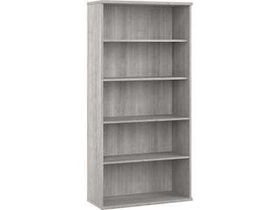 Bush Business Furniture Hybrid 73H 5-Shelf Bookcase with Adjustable Shelves, Platinum Gray Laminate