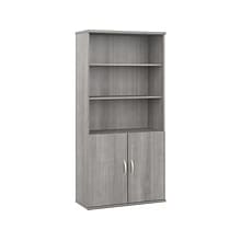 Bush Business Furniture Hybrid 73H 5-Shelf Bookcase with Doors, Platinum Gray Laminated Wood (HYB02