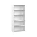 Bush Business Furniture Hybrid 73H 5-Shelf Bookcase with Adjustable Shelves, White Laminated Wood (