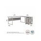 Bush Business Furniture Hybrid 72"W L Shaped Table Desk with 3 Drawer Mobile File Cabinet, Platinum Gray (HYB010PGSU)