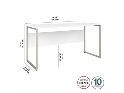 Bush Business Furniture Hybrid 60"W Computer Table Desk with Metal Legs, White (HYD260WH)