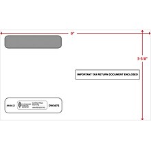 ComplyRight Self Seal Security Tinted Double-Window Tax Envelopes, 5 5/8 x 9, 50/Pack (444250)